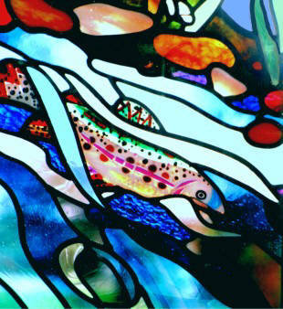 psychedelic stained glass rainbow trout